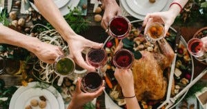 Enjoying wine together.