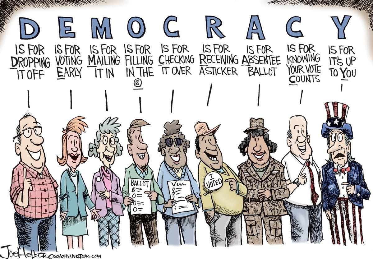 Editorial Cartoon U.S. voting 2020 democracy | The Week Editorial Cartoon U.S. voting 2020 democracy | The Week