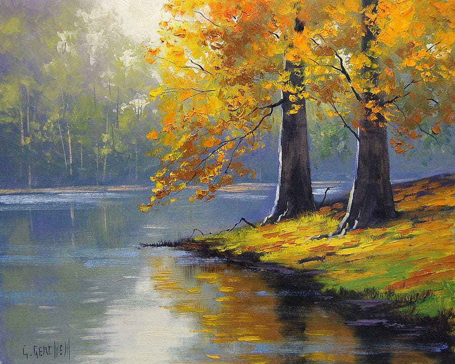 Autumn Lake Print Painting by Graham Gercken - Fine Art America