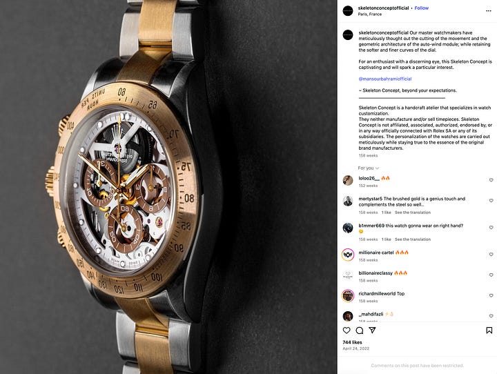 Rolex Skeleton Concept Rolex Rolex Daytona Loud Luxury Cryptocurrency Antonio Brown Athlete watches luxury luxury watches luxury goods consumer luxury consumer luxury lifestyle Rolex watch Patek Philippe New Money