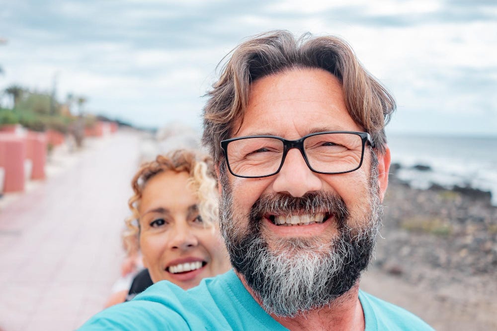 Happy couple in a morning.