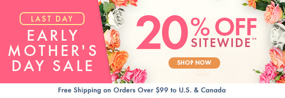 Last Day - Early Mother's Day Sale: 20% Off Sitewide**