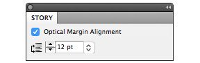Story panel showing optical margin alignment.