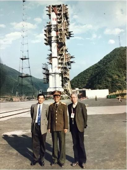 Wang Jinshan (王金山) (left), space expert and witness of the accident, Hu Shixiang (胡世祥) (middle), Commander of the Xichang Satellite Launch Center, and Long Lehao (龙乐豪) (right), Chinese space industry veteran at the launch site ahead of launch. Wang Jinshan (王金山) (left), space expert and witness of the accident, Hu Shixiang (胡世祥) (middle), Commander of the Xichang Satellite Launch Center, and Long Lehao (龙乐豪) (right), Chinese space industry veteran at the launch site ahead of launch.