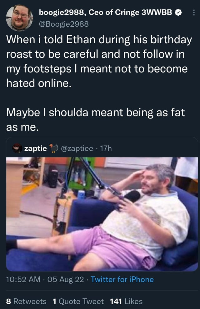 I was a diehard boogie fans back in the day. This is just cringe and gross  though : r/h3h3productions
