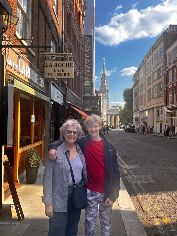 Susan and Hudson in front of the dinner restaurant before Great Gatsby
