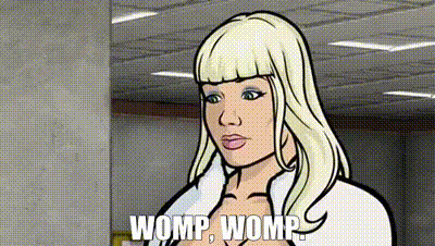 GIF of person in lab coat looking at computer, with another person looking down on them, captioned "womp womp"