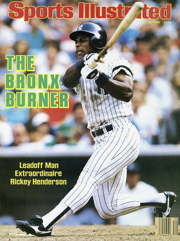 Rickey Henderson Poster featuring the photograph The Bronx Burner Leadoff Man Extraordinaire Rickey Henderson Sports Illustrated Cover by Sports Illustrated