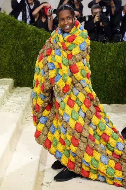 A$AP Rocky Wearing Puff Quilt Cape At The 2021 Met Gala