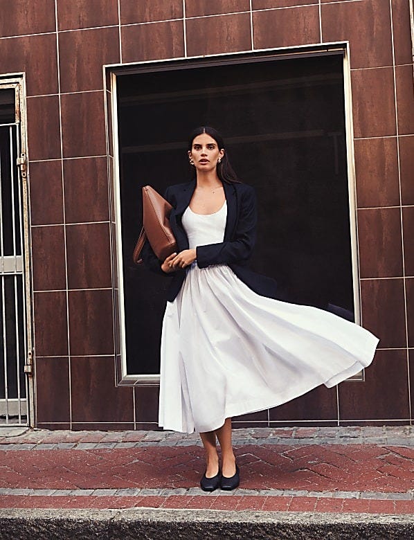 Pure Cotton Midi Cami Shift Dress - JE