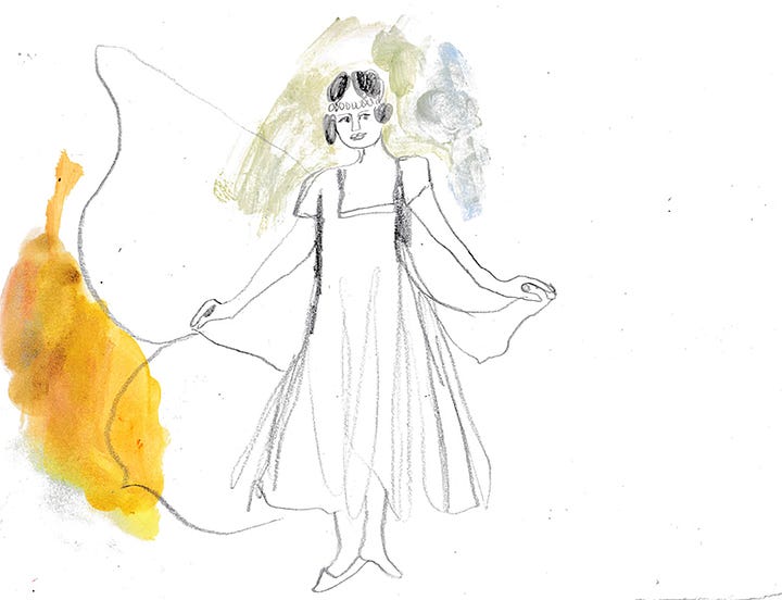 sketches of women with butterfly wings by Beth Spencer