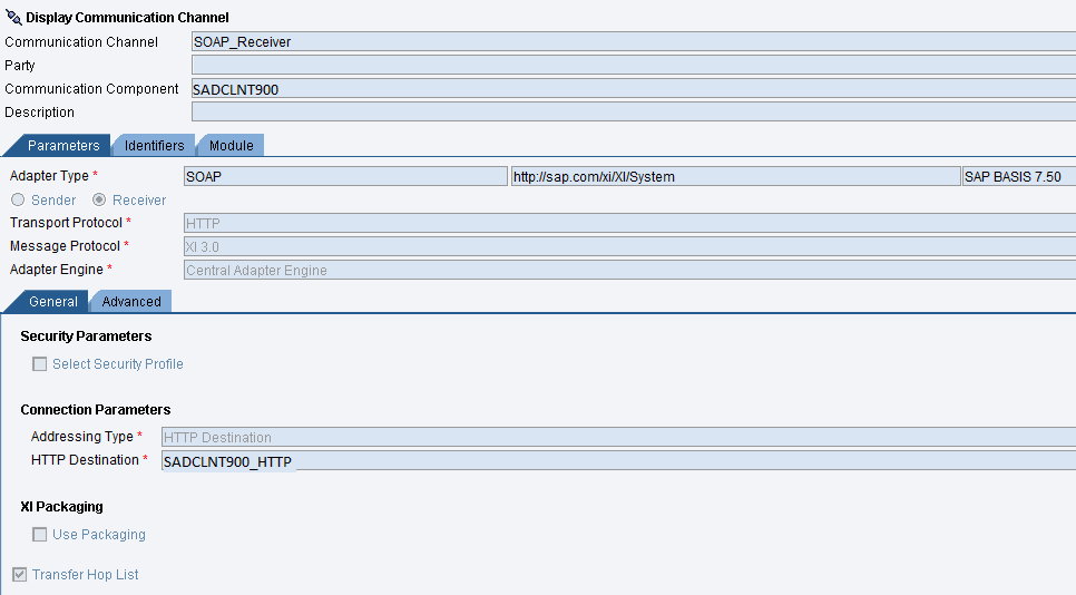 Proxy (SOAP) Receiver Communication Channel.
