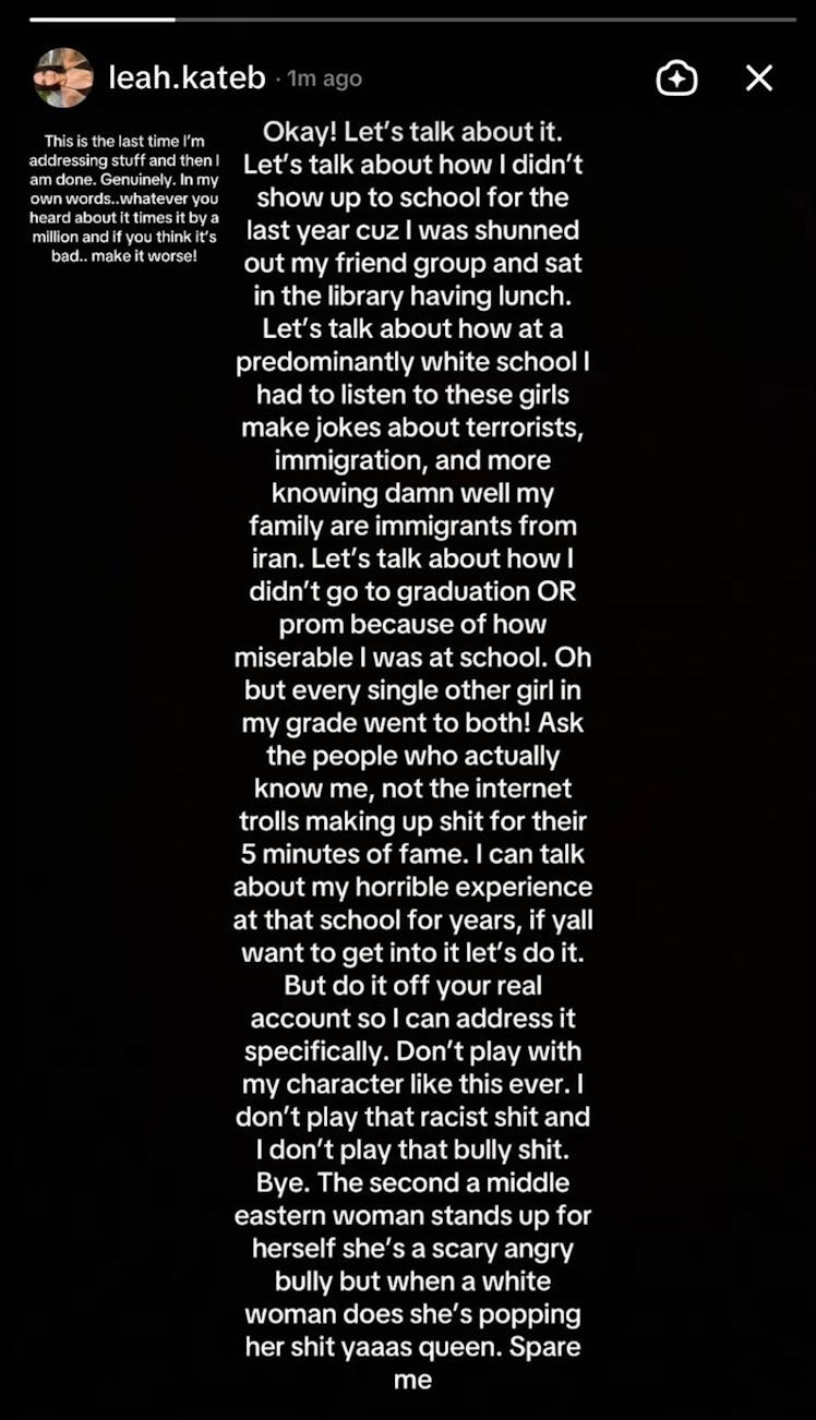 Leah Kateb from 'Love Island USA' shut down a rumor she was a bully during high school.