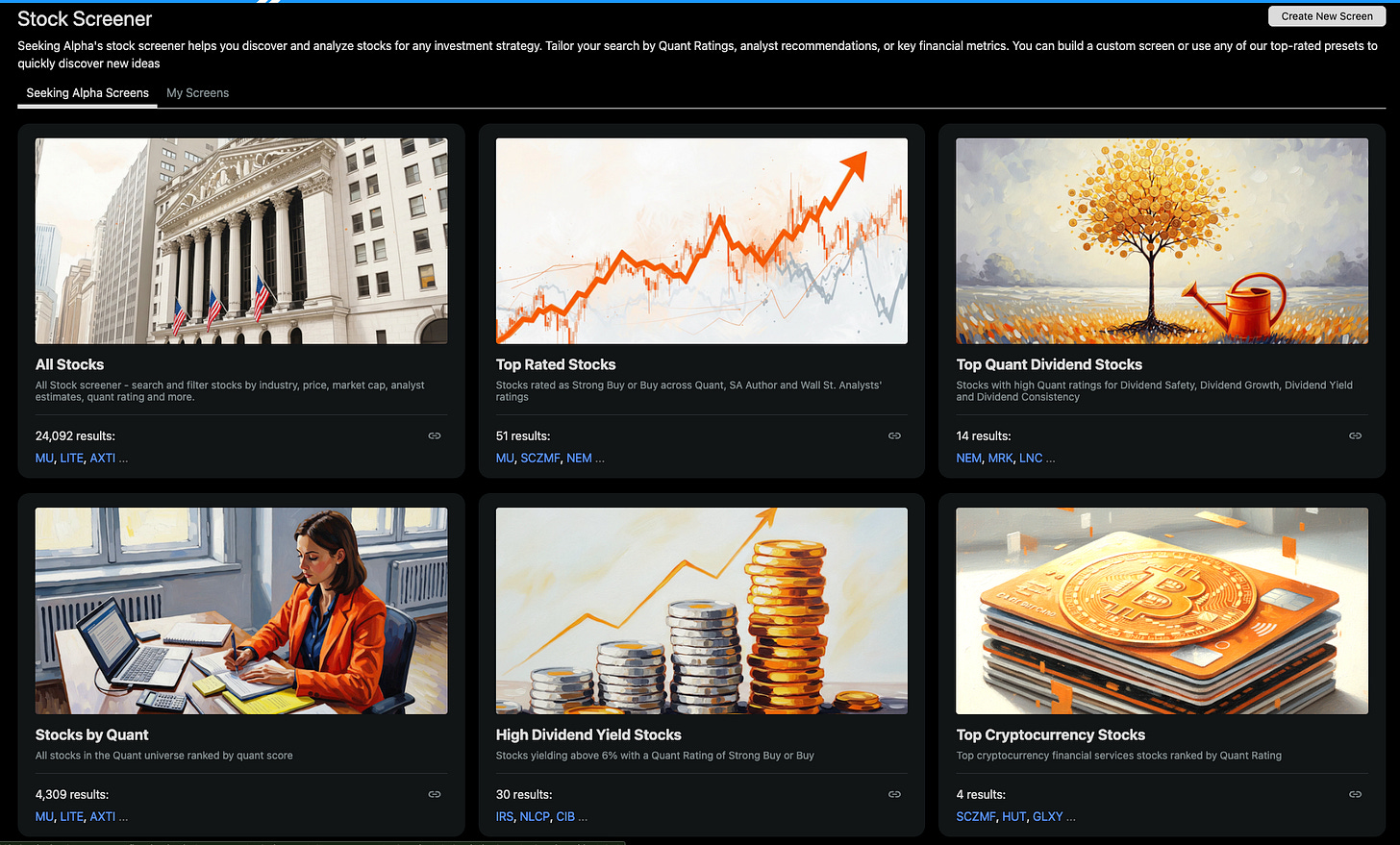 Every Seeking Alpha scanner I have EVER created in 1 place - IMPORT THEM TO  YOUR SETUP NOW