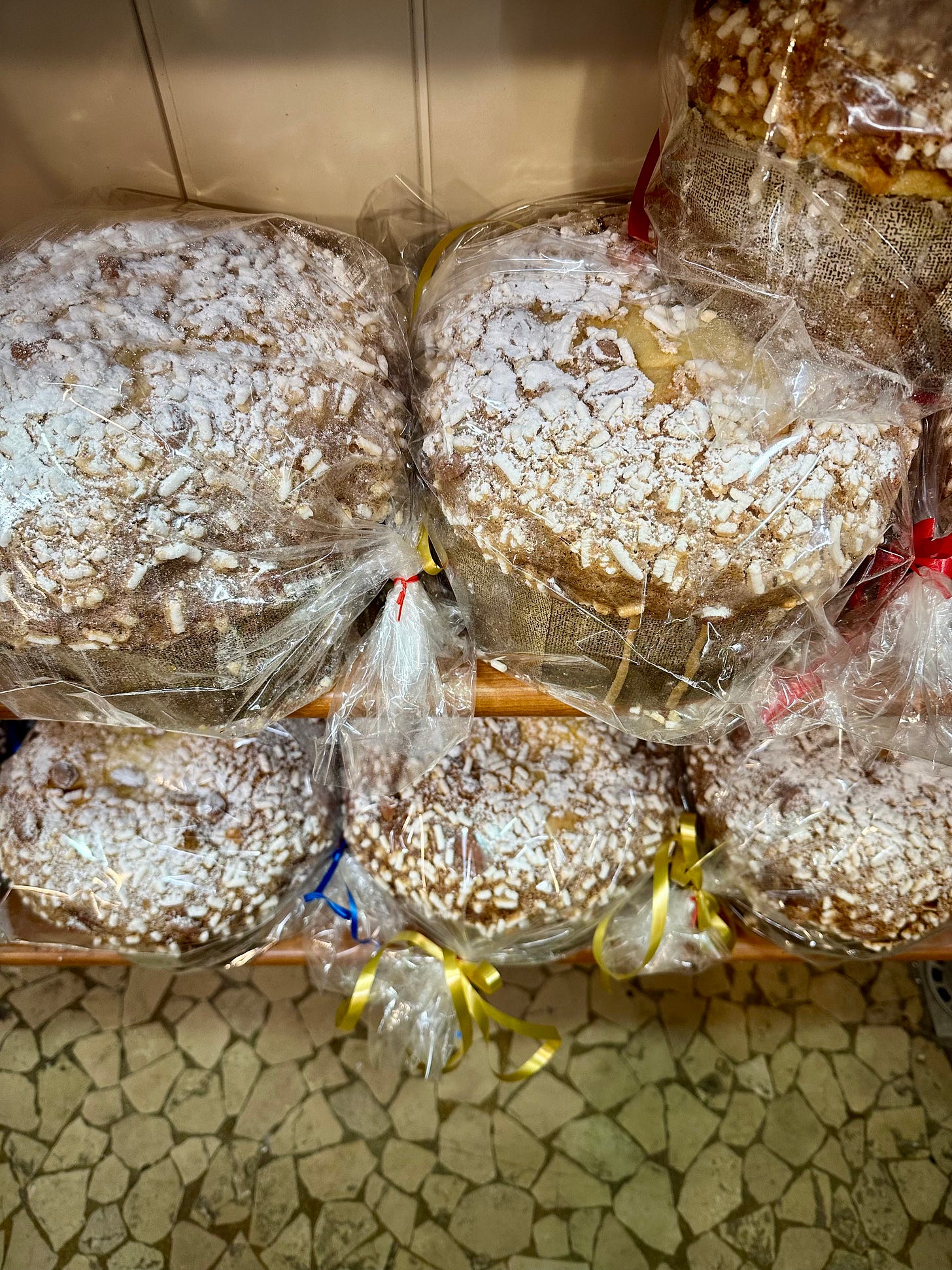 Focaccia Veneziana on a bakery counter in Venice