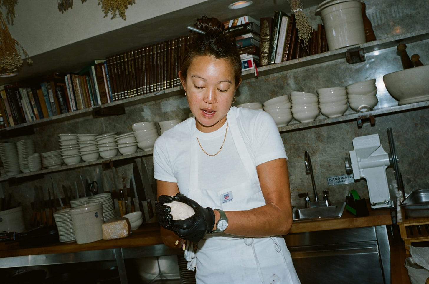 Erika Chan balling pie dough