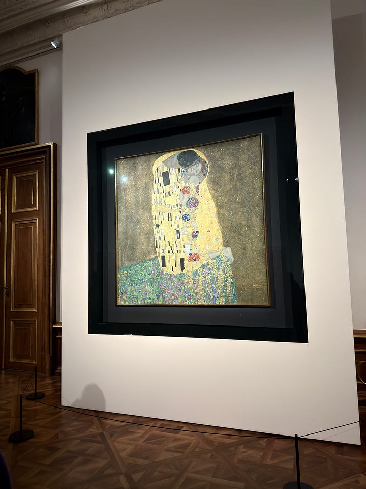 Belvedere Palace with The Kiss (1907) by Gustav Klimt and Napoleon Crossing the Alps (1803) by Jacques-Louis David