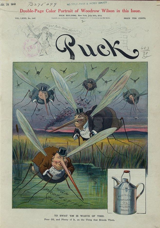 Puck Magazine: “To swat 'em is waste of time” July 24th, 1912, Illustrator & Cartoonist L.M. Glackens (Library of Congress) Puck Magazine: “To swat 'em is waste of time” July 24th, 1912, Illustrator & Cartoonist L.M. Glackens (Library of Congress)