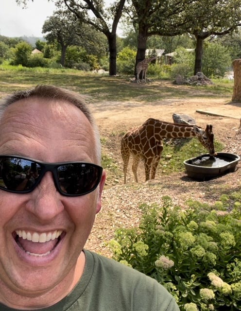 Dr. Dave visiting the giraffes Dr. Dave visiting the giraffes