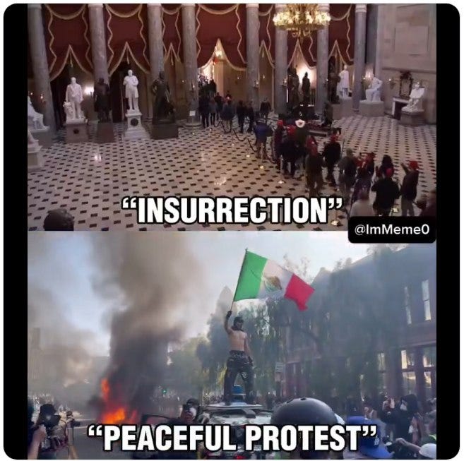 May be an image of 4 people and text that says '"INSURRECTION" @ImMemeO "PEACEFUL PEACEFUL.PROTEST' PROTEST"'