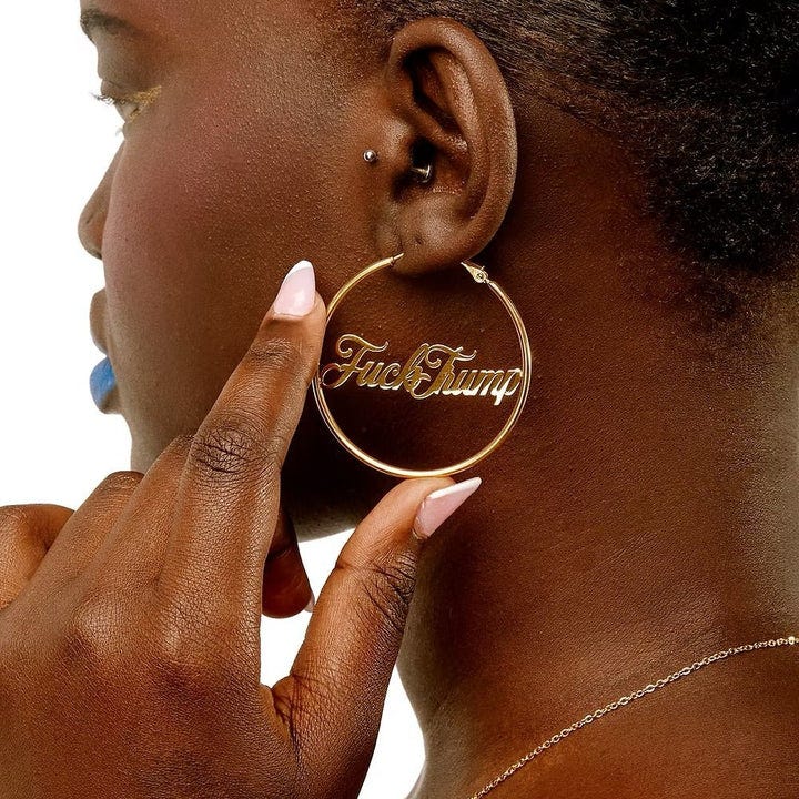 F*ck Trump Hoop Earrings | Gold | Fire Inside Me F*ck Trump Hoop Earrings | Gold | Fire Inside Me