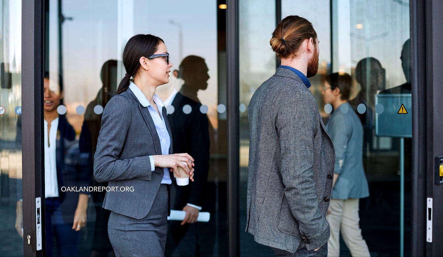 When the same individuals move back and forth between working for City Hall and for union leadership, it is fair to ask whether negotiations are truly conducted at arm’s length. (Image source: Oakland Report / Adobe Stock)