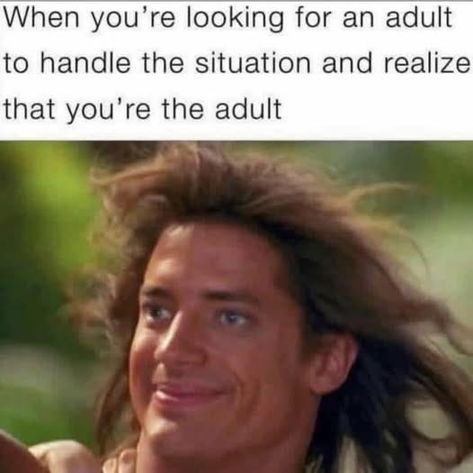 May be an image of text that says 'When you're looking for an adult to handle the situation and realize that you're the adult'