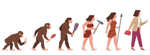 Woman evolution female development stages from monkey to robot gradual changes homo sapiens walking upright process human anthropology concept nowaday vector cartoon flat set | Premium Vector Woman evolution female development stages from monkey to robot gradual changes homo sapiens walking upright process human anthropology concept nowaday vector cartoon flat set | Premium Vector