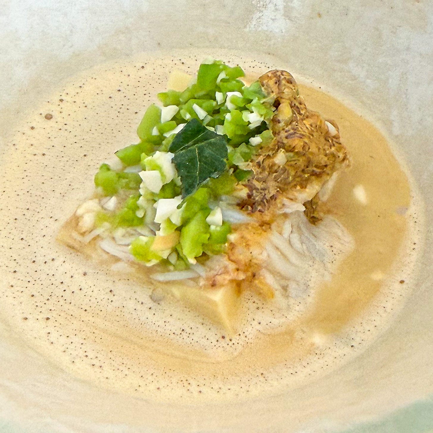 Crab-stock egg custard with crab-head sauce, almonds and fava beans at Bittikesu, Paris 4th Crab-stock egg custard with crab-head sauce, almonds and fava beans at Bittikesu, Paris 4th