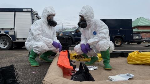 Support team members prepared to assess remaining hazards in East Palestine, Ohio, on February 7.