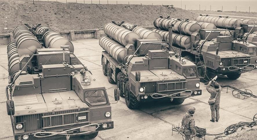 S-300 and S-400 surface-to-air missile launchers. S-300 and S-400 surface-to-air missile launchers.