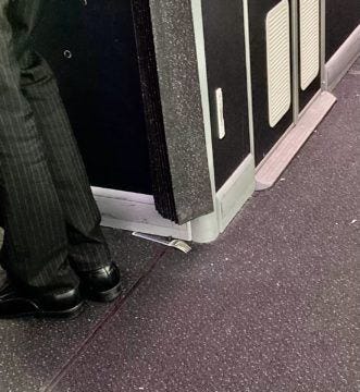 Fork lying on floor of airplane
