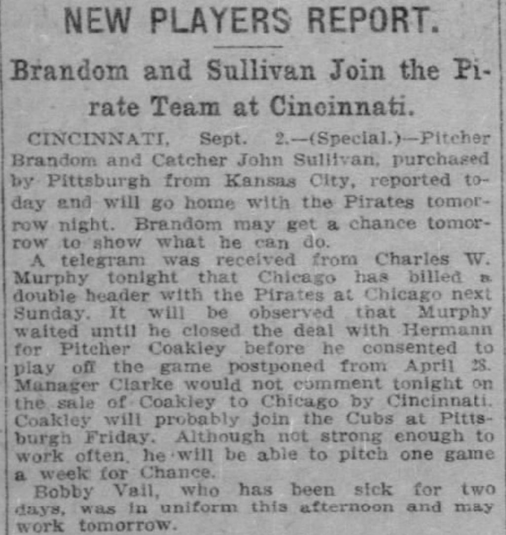 John Sullivan 1908 Pirates
