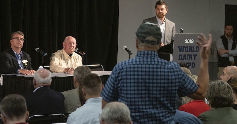U.S. Department of Agriculture Secretary Sonny Perdue visits The World Dairy Expo and holds a stakeholder townhall in Madison, Wisconsin, October 1, 2019. U.S. Department of Agriculture Secretary Sonny Perdue visits The World Dairy Expo and holds a stakeholder townhall in Madison, Wisconsin, October 1, 2019.