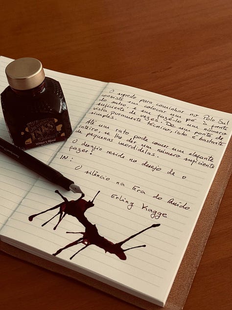 Estou convencido de que as canetas e o papel me trouxeram uma conexão parcialmente perdida entre os meus pensamentos e a linguagem, a elaboração do texto.