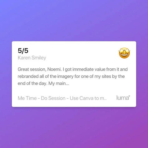 Reviews for my Canva for Substack KIt including DO session, templates and workbook