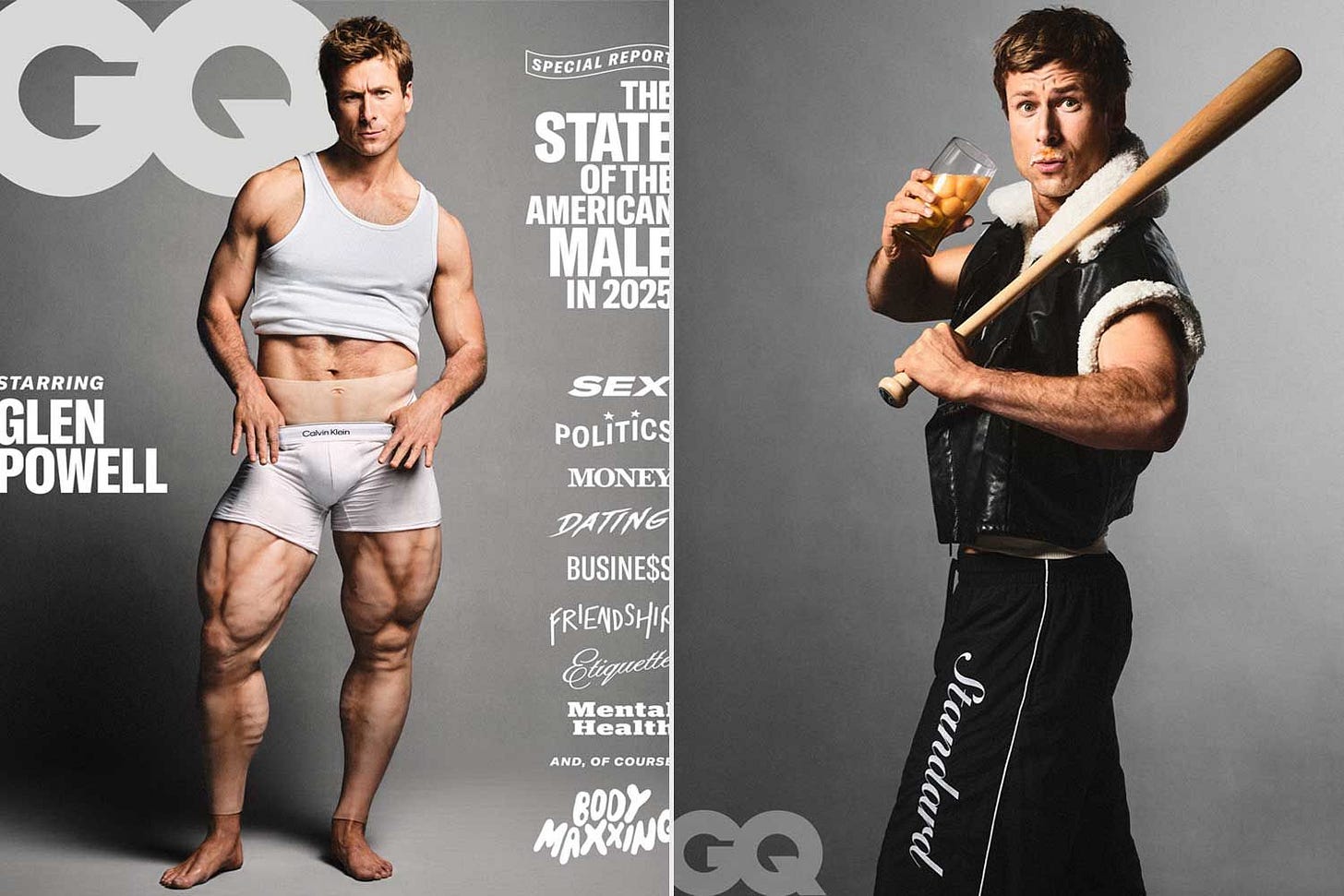 Glen Powell Wears Massive Muscle Suit for New Photo Shoot