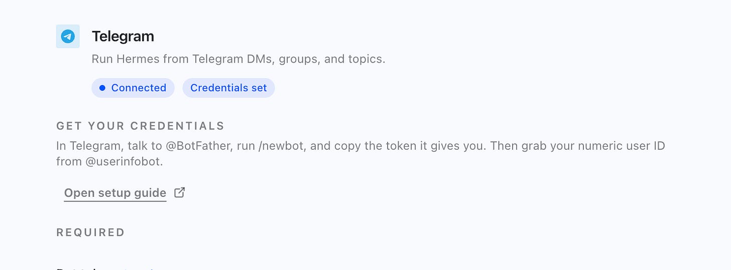 Telegram Connected Telegram Connected