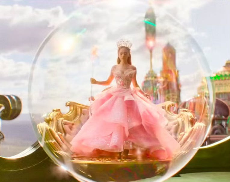 Ariana Grande as Glinda, inside her bubble
