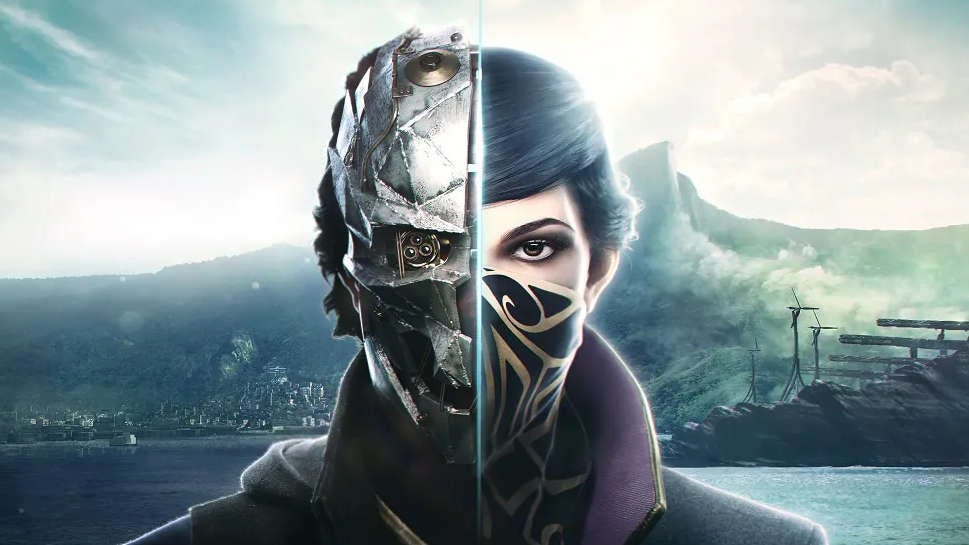 Half the face of Corvo and half the face of Emily Kaldwin from Dishonored side by side Half the face of Corvo and half the face of Emily Kaldwin from Dishonored side by side