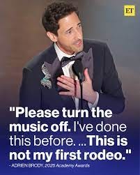 Adrien Brody had a powerful message to deliver while accepting the Oscar  for his role in 'The Brutalist' — and he was not going to let the music  shorten his speech.⁠ ⁠