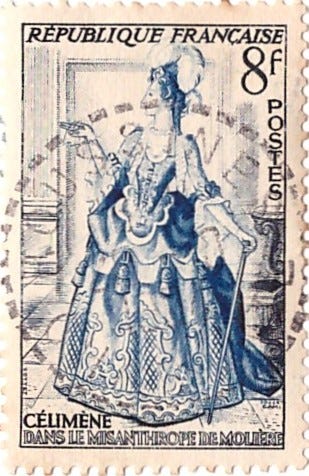 Emissões francesas (1973 e 1953) comemorativas que associam a trajetória  de Molière à fragilidade física e ao colapso em cena, evocando o impacto da doença no corpo e na representação.