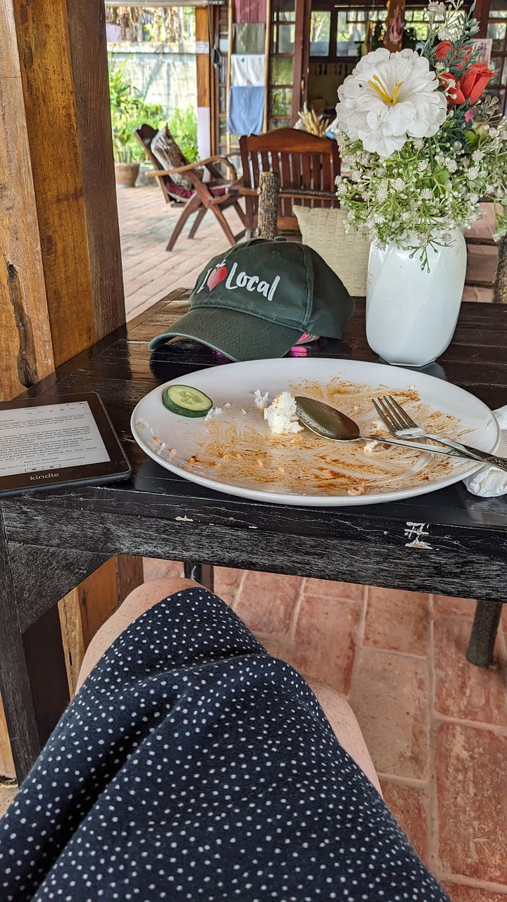 a plate of stir-fry, and one finished plate