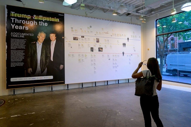 A woman views exhibits of The Donald J. Trump and Jeffrey Epstein Memorial Reading Room, Tuesday, June 9, 2026, in Washington (AP) A woman views exhibits of The Donald J. Trump and Jeffrey Epstein Memorial Reading Room, Tuesday, June 9, 2026, in Washington (AP)