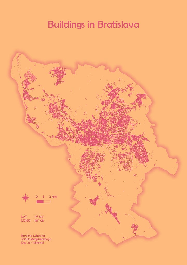 Map of Bratislava, Slovakia, in two color combinations