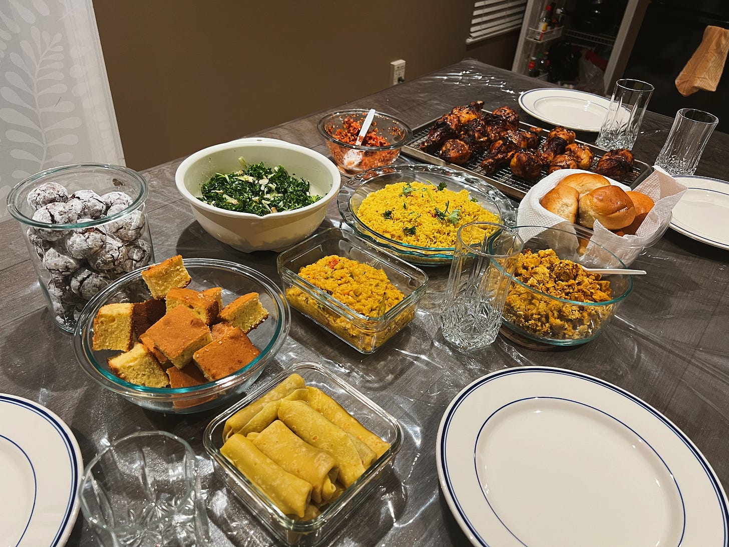 table with sri lankan food laid out