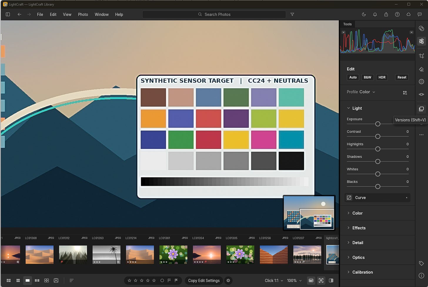 LightCraft interface displaying a RAW photograph.