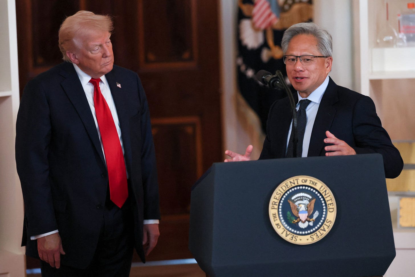 Trump hosts Nvidia CEO Jensen Huang at White House Trump hosts Nvidia CEO Jensen Huang at White House