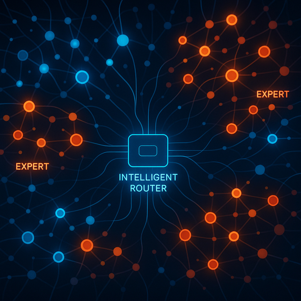 Neural network router directing data to specialized expert networks