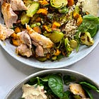 Mediterranean roasted Brussels and sweet potato bowls (CAVA copycat)
